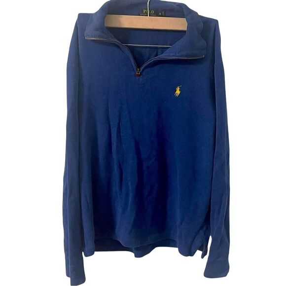 Polo Ralph Lauren Collared 1/4 Zip Blue Pull Over Sweater men Size small - Picture 1 of 16